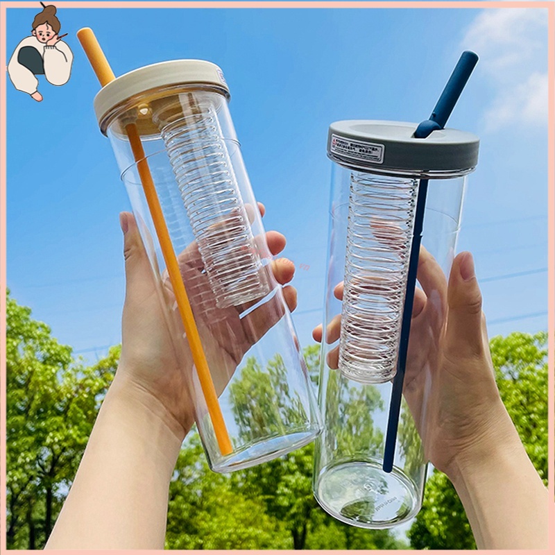 Bình đựng nước DETOX có lõi khuấy độc đáo và có ngăn lọc trái cây-Ly Nước dung tích 700ml kèm ống hút