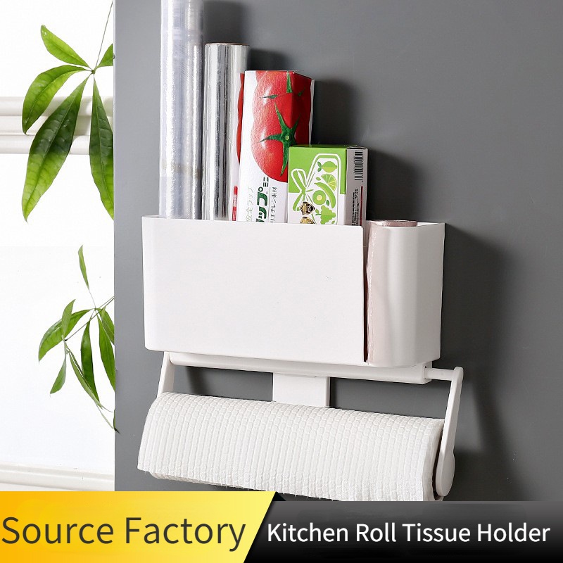 Giá Đỡ Cuộn Khăn Giấy Bằng Nhựa Gắn Tường Không Khoan Lỗ Sáng Tạo Cho Nhà Bếp Nhà Tắm