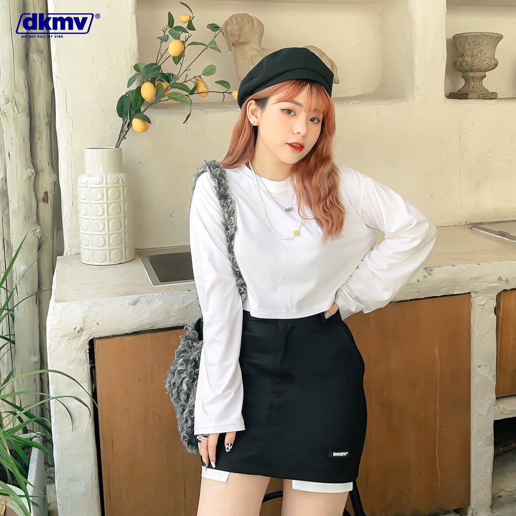 Chân váy chữ a Don't Kill My Vibe dáng ngắn lưng cao, vải kaki màu đen - Black Loli | K08-VA2