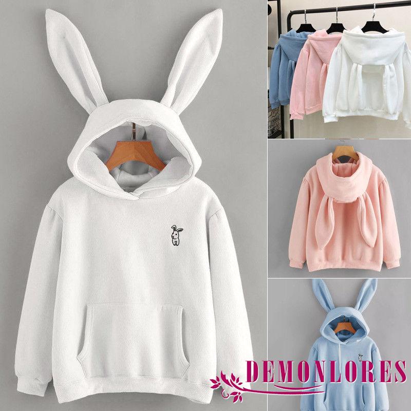 FREESHIP ĐƠN 99K_ Áo hoodie nữ dài tay có nón trùm hình tai thỏ đáng yêu