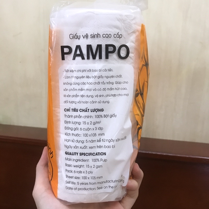 Giấy vệ sinh gấu trúc Pampo 3 lớp (6 cuộn)