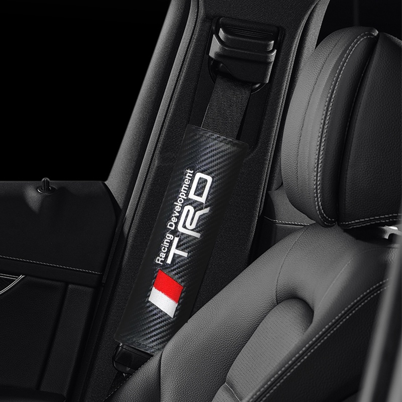 1 Đệm Vai Gắn Dây Đai An Toàn Xe Hơi Toyota TRD CROWN REIZ PRIUS PRADO Bằng Da Sợi Carbon