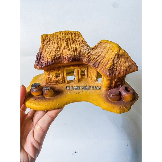 NHÀ LÁ TRANG TRÍ BỂ CÁ NON BỘ DÀI 15CM CAO 9CM