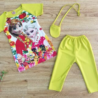 Bộ áo dài bé gái elsa