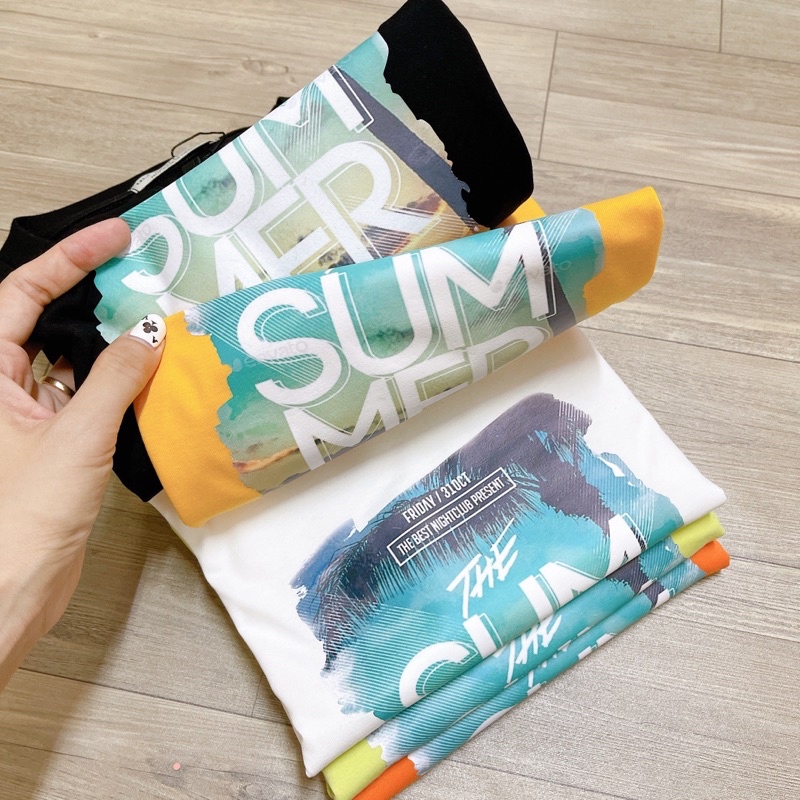 Áo Thun PHÔNG UNISEX in Decal SUMMER - Hình chụp thật  - Số đo ở cuối