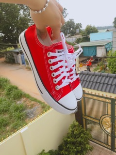 Giày bata cổ thấp màu đỏ