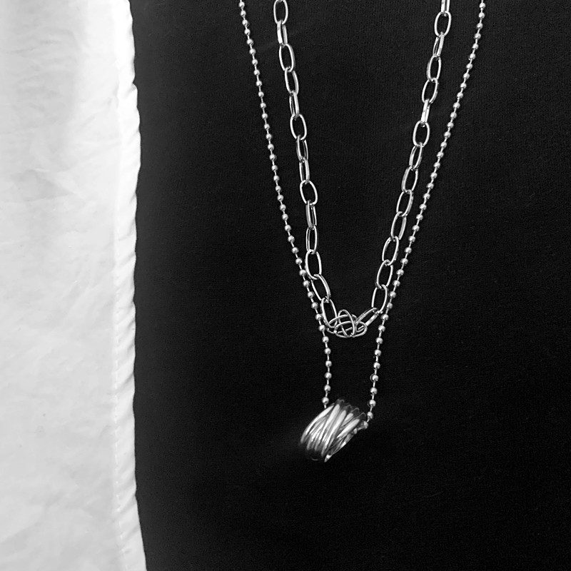 Vòng cổ sợi dây đôi chất liệu kim loại B902