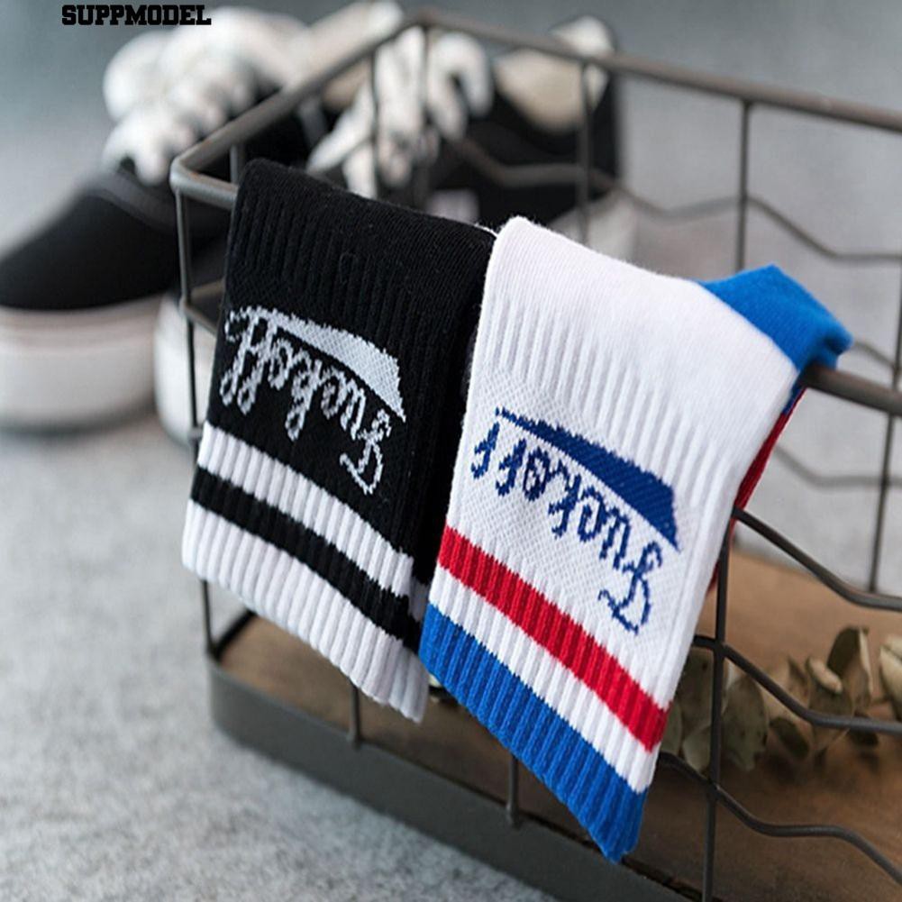 Tất cổ cao phối họa tiết sọc và chữ thời trang cá tính