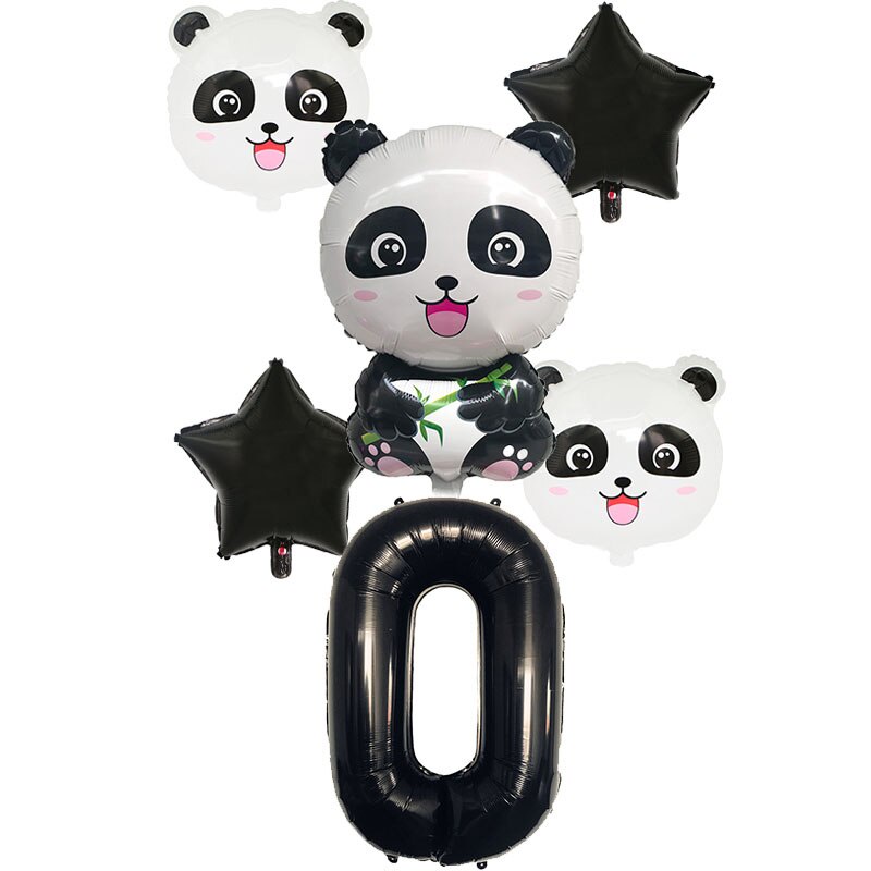 Động Vật Hoạt Hình 32 Inch Màu đen Số Lá Nhôm Bóng Bay Bộ Trang Trí Sinh Nhật Cho Trẻ Em Star Panda Kids