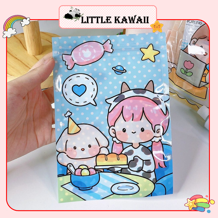 Túi zip dọc đựng quà, bánh kẹo, đồ nhỏ mini, sticker, kẹp tóc hình bé gái dễ thương