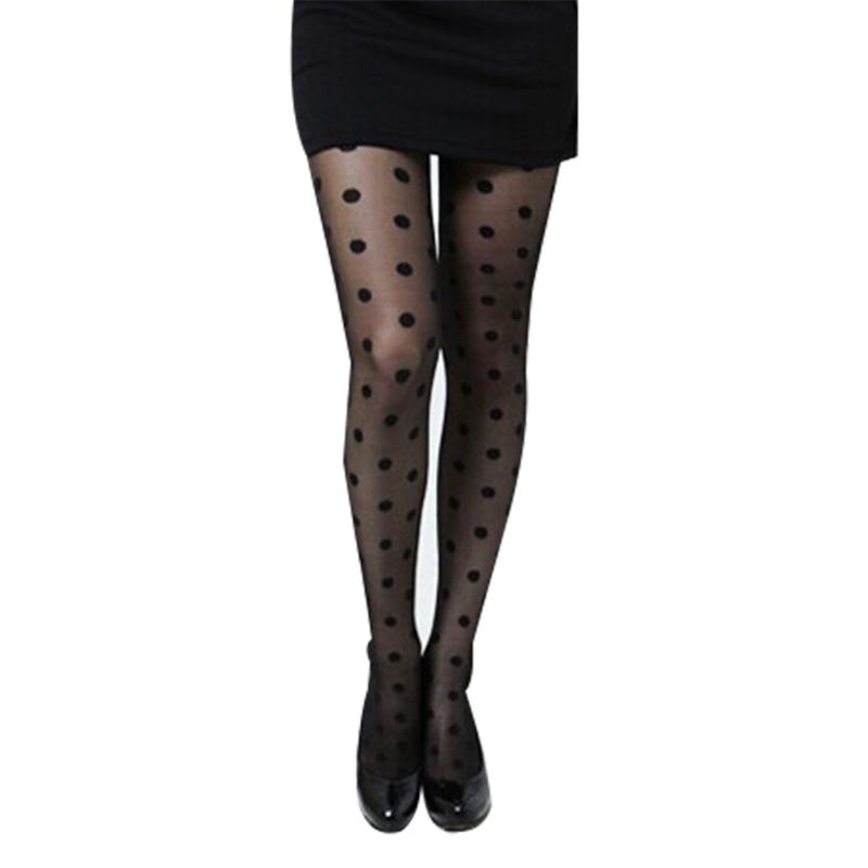 Youyo Quần Tất Sợi Acrylic Mỏng Xuyên Thấu Gợi Cảm Chấm Bi Lớn Ngọt Ngào Cho Nữ