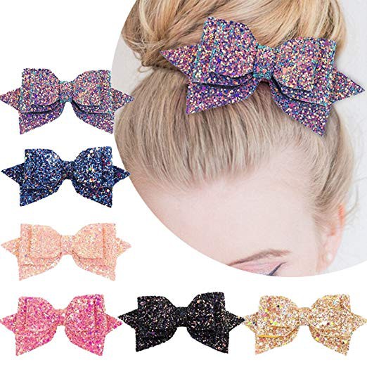 Kẹp tóc KIDSBOWS phối kim tuyến 5 inch cho nữ