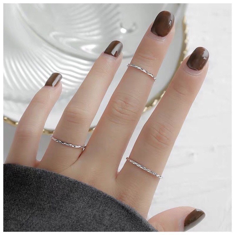 Nhẫn bạc nữ Pansy Store, nhẫn trơn bạc 925 Midi Diamond Ring