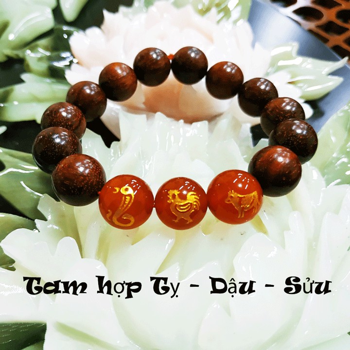 Vòng Nam Mộc Vòng Tay Gỗ Tử Đàn Tam Hợp Tỵ - Dậu - Sửu( 12 ly) vật HỘ THÂN