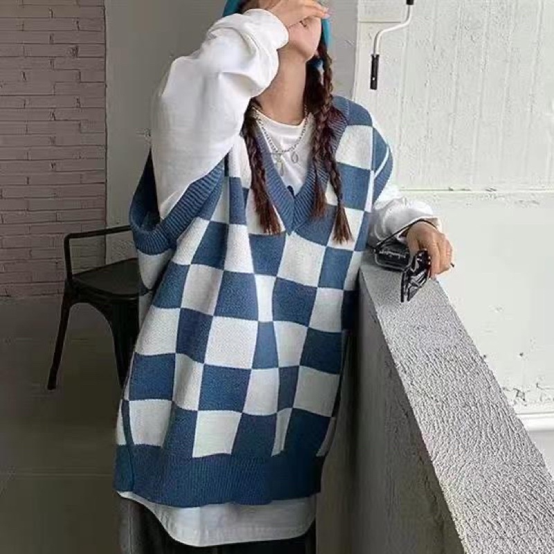 ÁO GILE Len sọc CARO ULAZZANG HÀN QUỐC - HÀNG SẴN Ạ