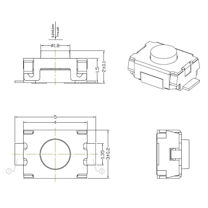 Set 50 nút công tắc 2P SMD 3*4 3x4mm chất lượng cao