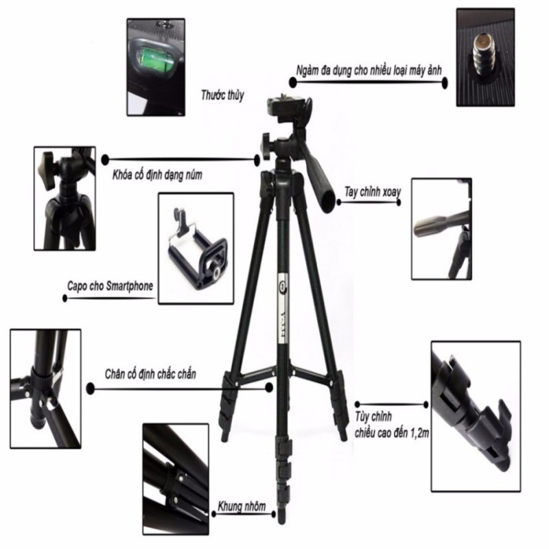 Giá đỡ điện thoại, máy ảnh Tripod-3120, live stream, chụp ảnh cực tiện điều khiển remote tương thích với nhiều dòng máy