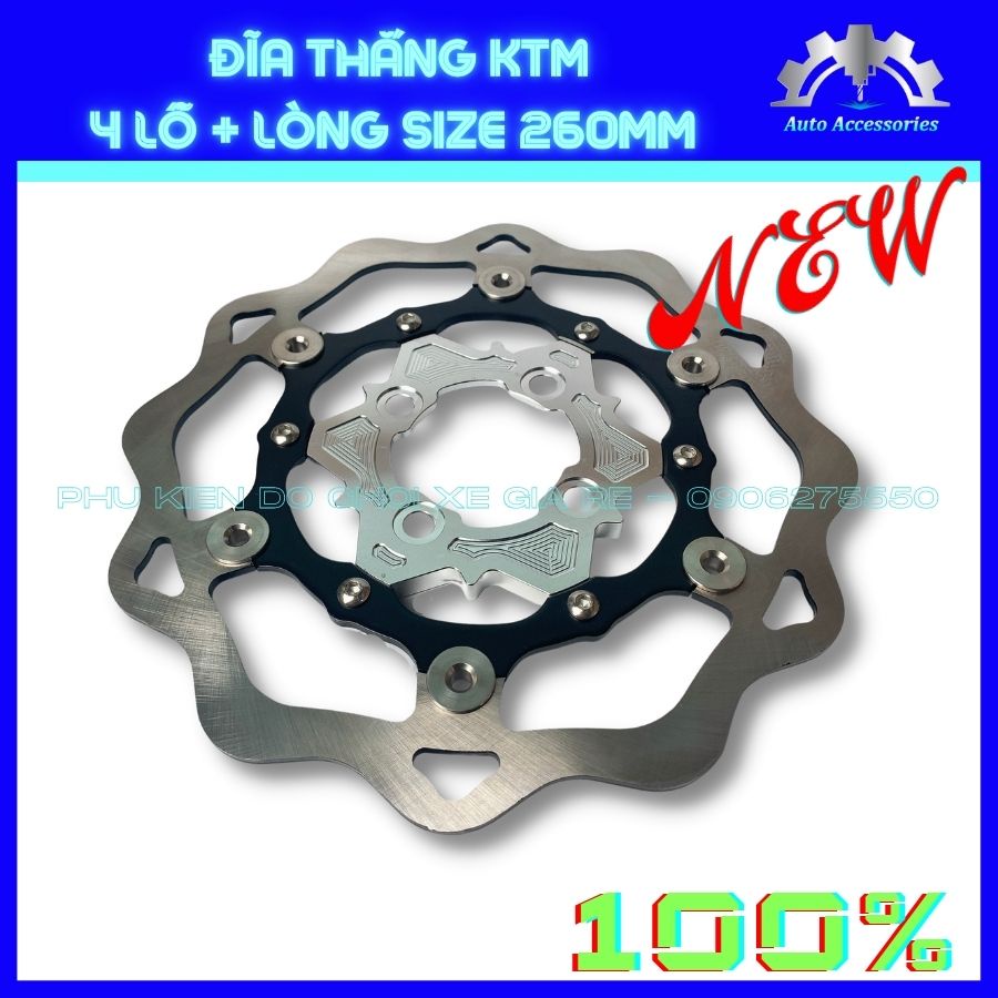 Đĩa Thắng Trước KTM 4 lỗ thông dụng size 260mm, luôn lòng 5 màu như hình - Đĩa đẹp chuẩn thông số, gắn cho tất cả các xe