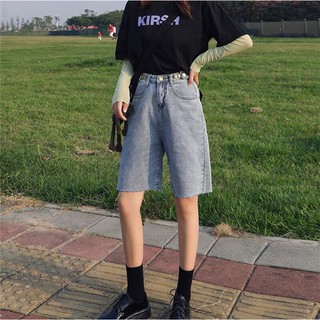 Quần Jeans Ngố Nữ Đai Nút