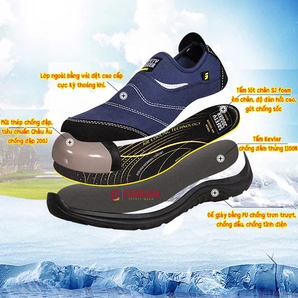 Giày Bảo Hộ Không Dây Safety Jogger Yukon Siêu Nhẹ Thoáng Khí Chống Đinh