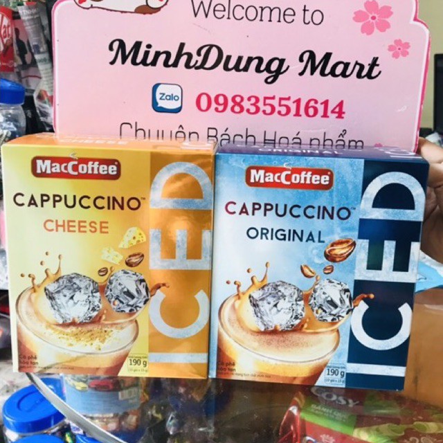 Cà phê Capuchino vị phô mai/nguyên bản Maccoffee hộp 190g