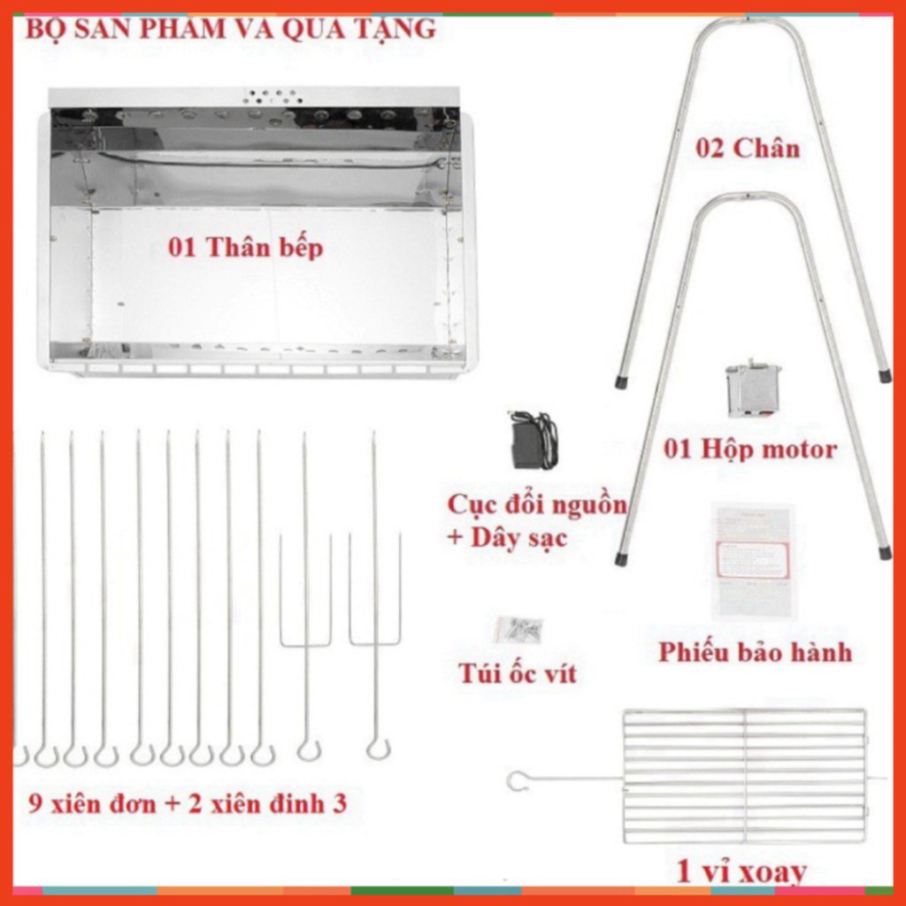 Lò nướng than Inox TopV V5Plus, bếp nướng tự xoay, nướng than ngoài trời