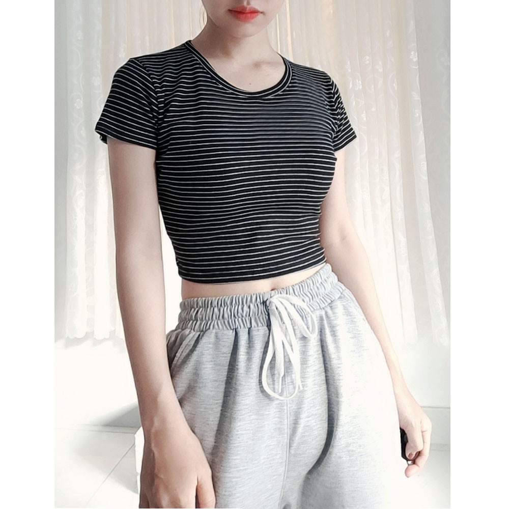 Áo crop top kẻ sọc ôm body RT004 | BigBuy360 - bigbuy360.vn