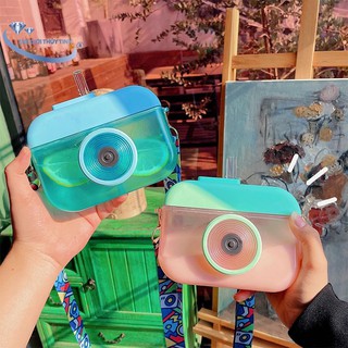 Bình Uống Nước 400ML Hình Chiếc Máy Ảnh Có Ống Hút Kèm Dây Hot Trend Hàn Quốc