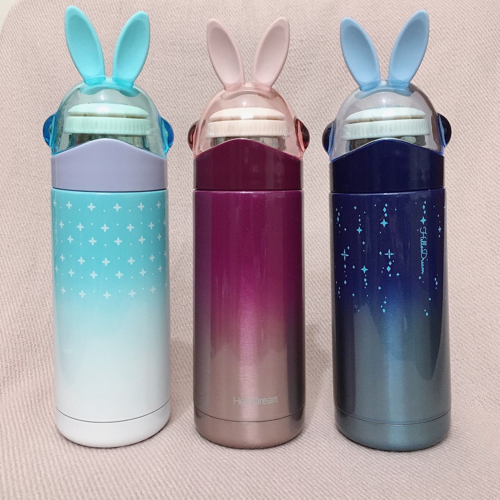 Bình giữ nhiệt Rabbit dễ thương tai thỏ bunny 330ml cốc giữ nhiệt inox 304 quà tặng độc đáo