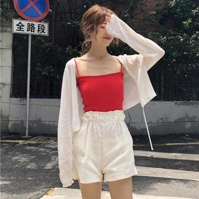 Áo khoác dệt kim tay dài chống nắng cho nữ