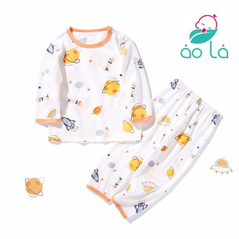 Đồ ngủ cho bé vải thun cotton Áo Lá Homewear, đồ bộ dài tay bé trai bé gái