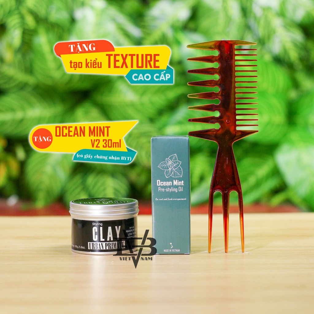 Sáp vuốt tóc Urban Primate Styling Clay 90gr chính hãng Thái Lan + Tặng Pre Styling Ocean Mint 30ml và lược Texture