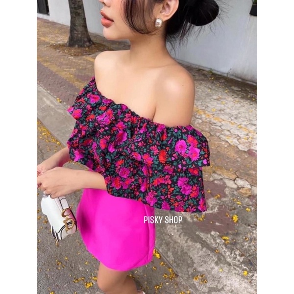 🍃 SET ÁO HỞ VAI HOA MIX CÙNG CHÂN VÁY HÀNG THIẾT KẾ CAO CẤP