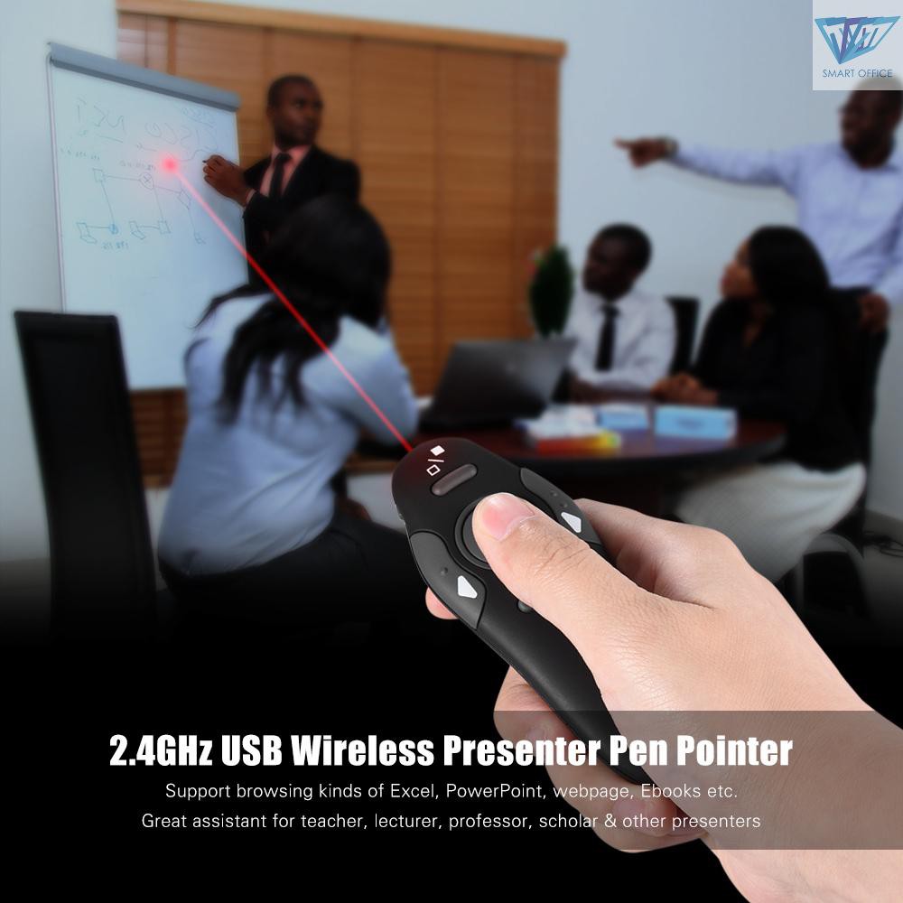 ❤STO❤ 2.4GHz Wireless USB Powerpoint Presentation PPT Flip Pen Pointer Clicker Presenter with Red Light Remote Control for Teacher Lecturer Professor Scholar