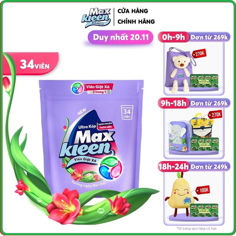 Viên Giặt Xả 2 in 1 Tiện Lợi Maxkleen Hương Ngày Thư Thái (34 Viên/Túi - 15g/Viên ) - Cửa hàng Tiêu Dùng Bé Nấm
