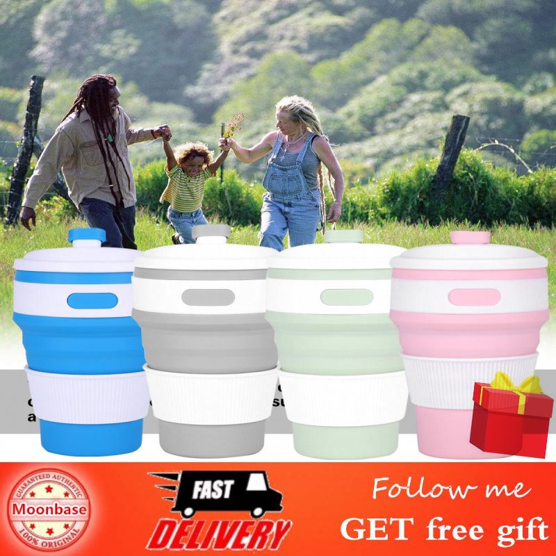 [Ready Stock]Ly uống nước bằng silicon có thể gấp gọn tiện dụng 500ml