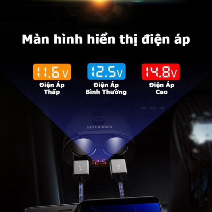 Tẩu sạc ô tô Hyundai -16 Có đèn led báo hiệu điện áp - Bảo hành 12 tháng