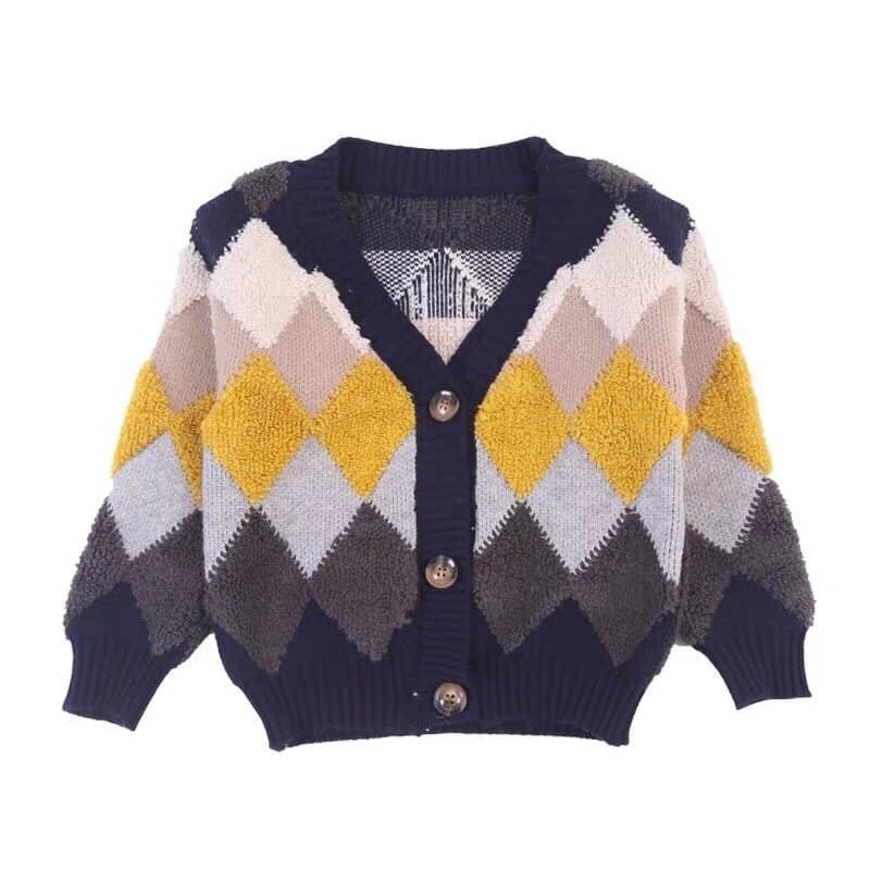 Áo cardigan len bé trai siêu zé 2 màu đỏ và vàng hàng Quảng Châu, bé từ 24-50kg