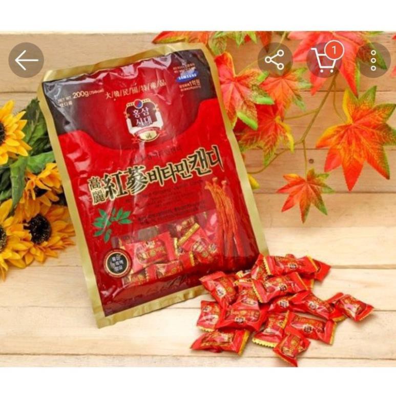 Kẹo hồng sâm vitamin Hàn Quốc giúp tỉnh táo sảng khoái tinh thần gói 200g×2,PP Ánh Dương Korea