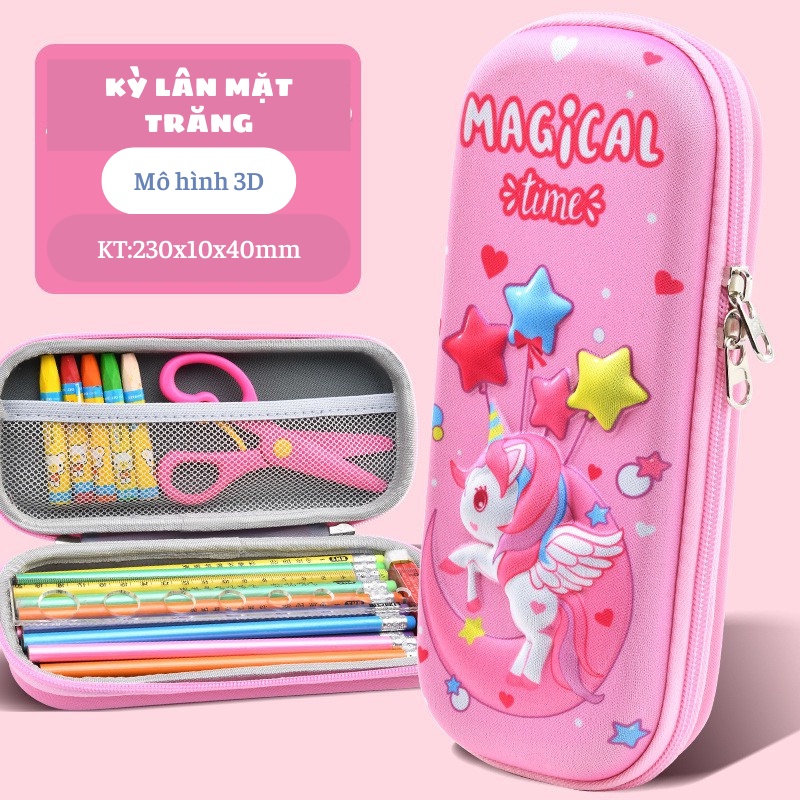 Hộp bút, hộp đựng bút 3D siêu nhẹ in hình hoạt hình xinh xắn cho bé trai bé gái Xu Xu Kids