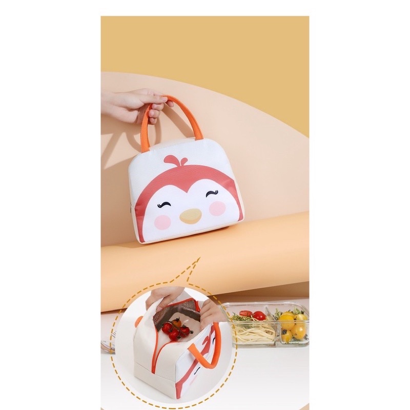 Túi Giữ Nhiệt Đựng Hộp Cơm - Hoạ Tiết Động Vật Đáng Yêu - Túi Mang Cơn - Chống Nước, Giữ Nhiệt