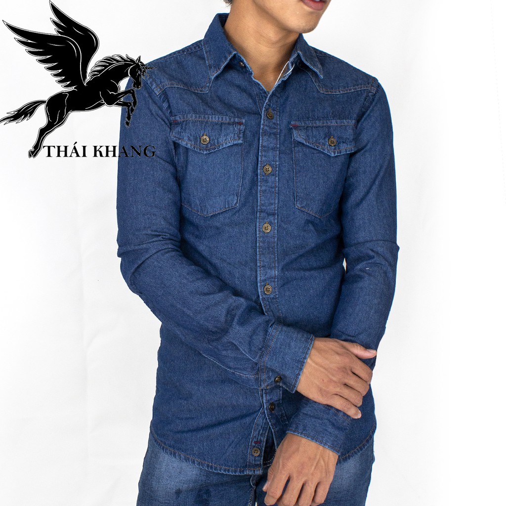 áo sơ mi jean nam dài tay cao cấp form chuẩn loại sơ mi jean denim mặc chất ASJD01 | BigBuy360 - bigbuy360.vn