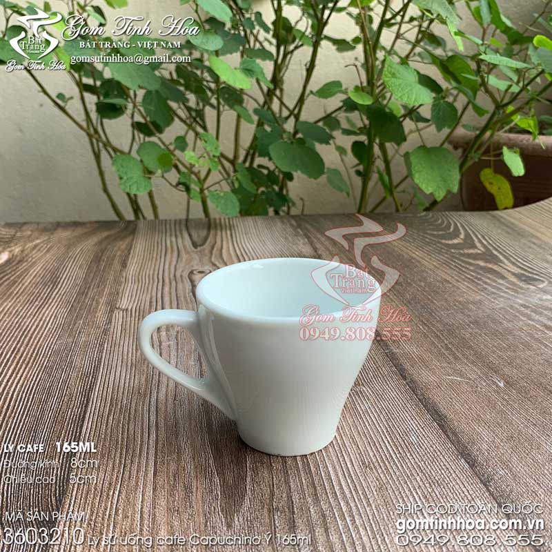 Ly tách cafe capuchino 165ml men trắng gốm sứ Bát Tràng