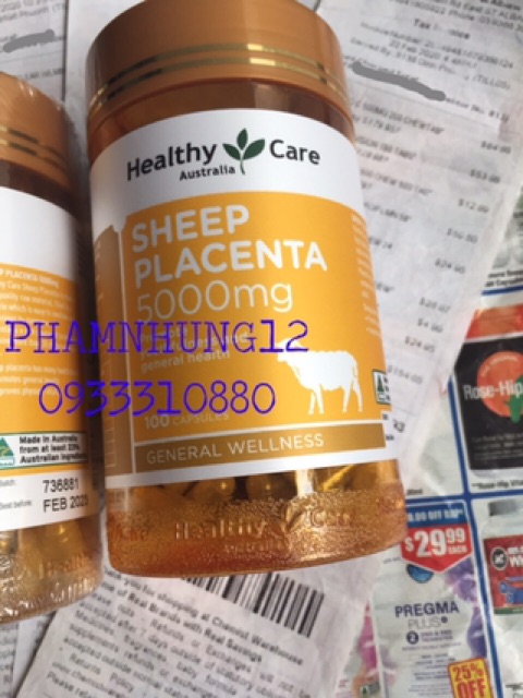 Nhau Thai Cừu Healthy Care 5000mg 100 Viên Của Úc.