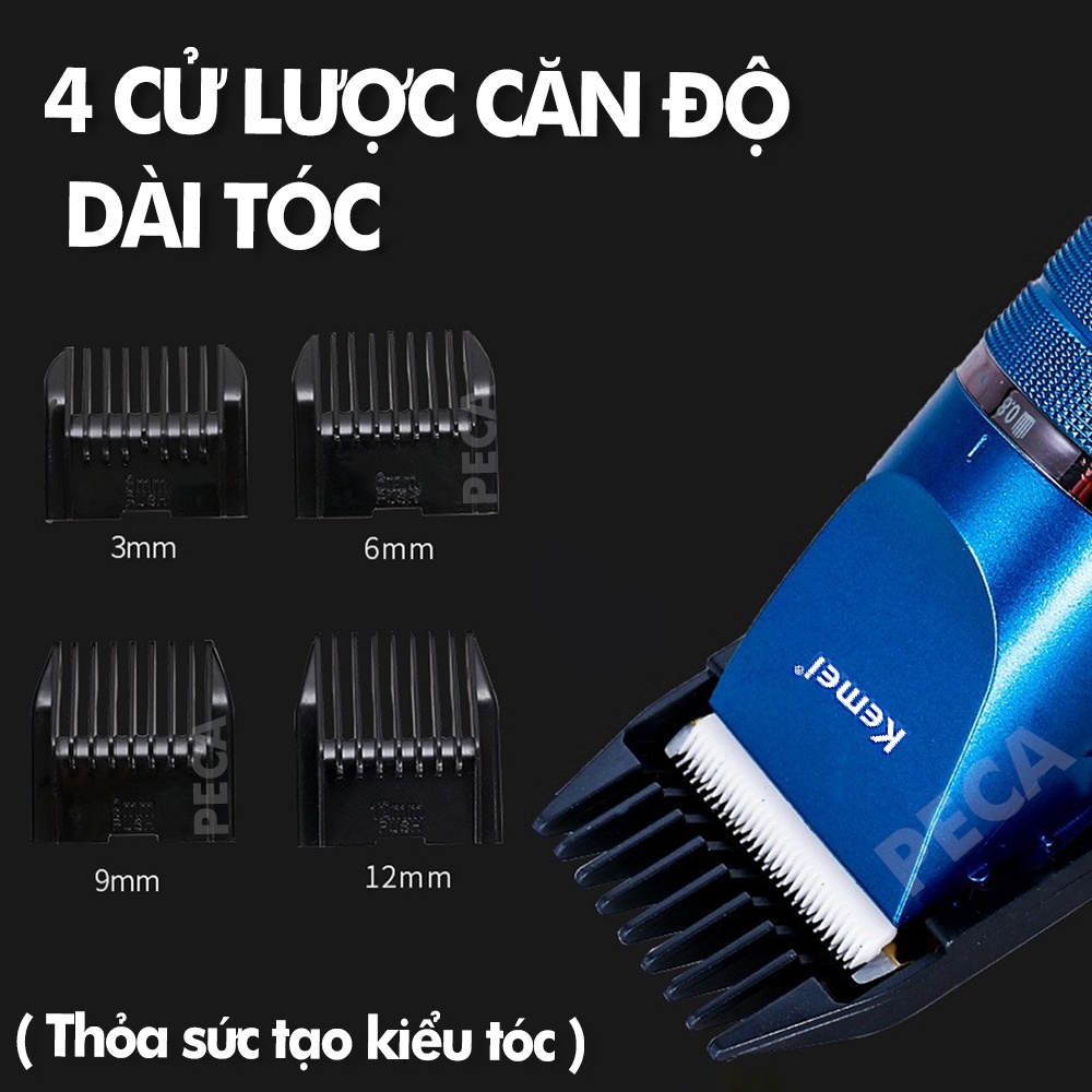 Tông đơ cắt tóc không dây Kemei KM-1085/1086 màn hình LCD hiện pin thông minh dùng cho cá nhân và gia đình chính hãng