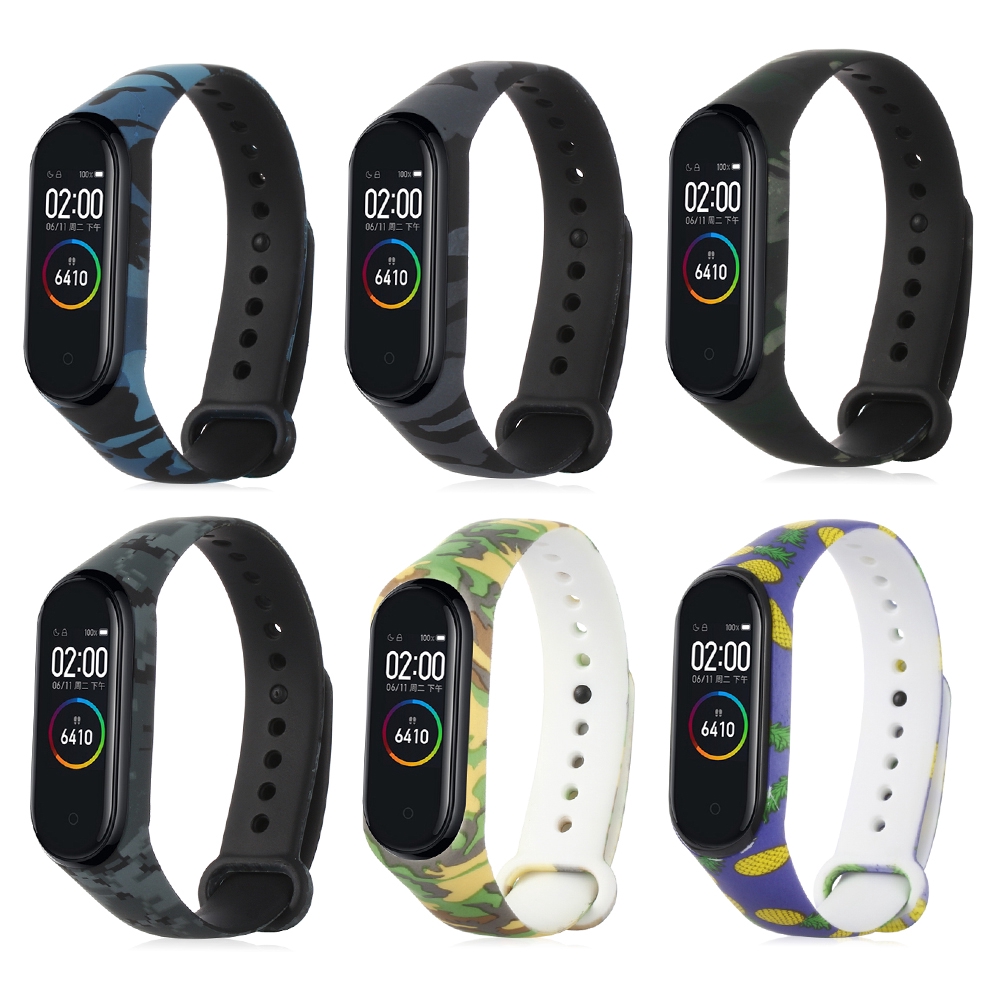 Dây Đeo Thay Thế Chất Liệu Silicon Hoạ Tiết Rằn Ri Nhiều Màu Cho Xiaomi Mi Band 4 3