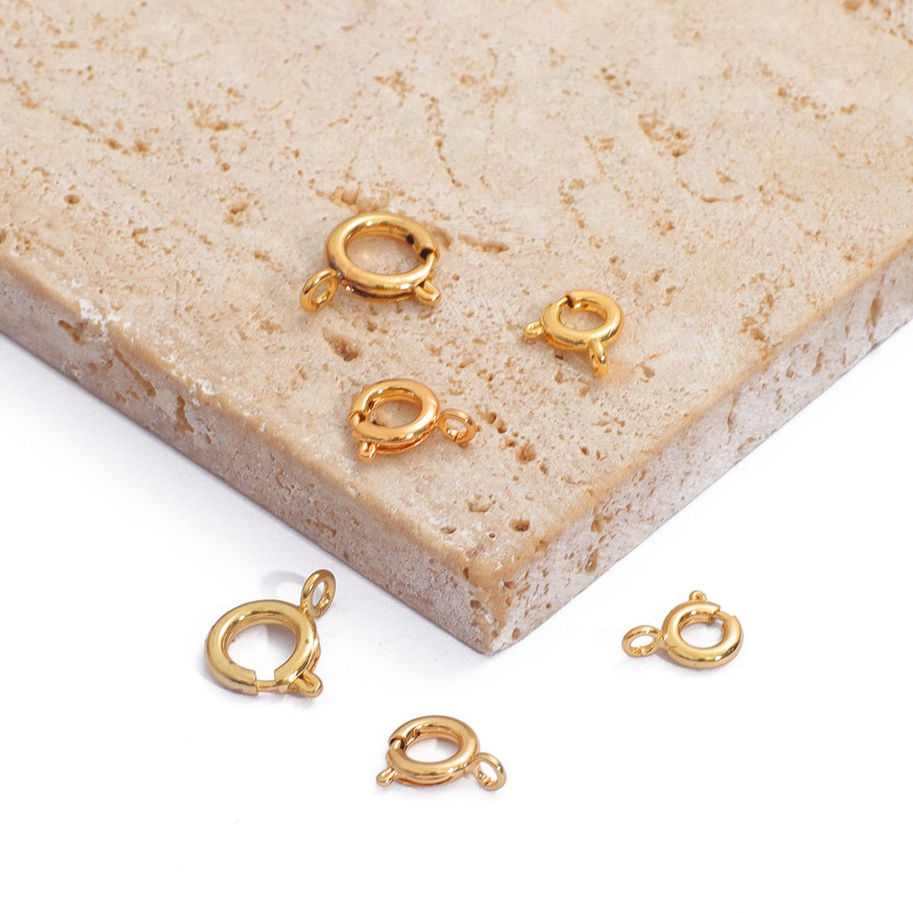 Khóa cài lò xo nhỏ BEADIA mạ vàng 18K làm trang sức vòng đeo tay dây chuyền