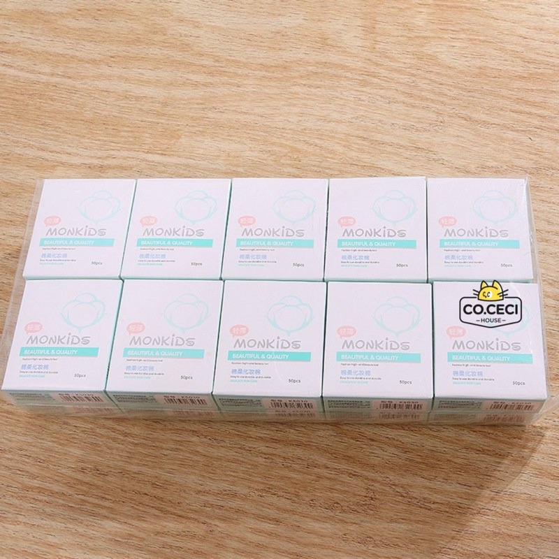 (GIÁ TỐT SIÊU RẺ)Hộp bông tẩy trang mini cao cấp Monkids siêu mỏng, siêu tiện lợi thân thiện với các loại da