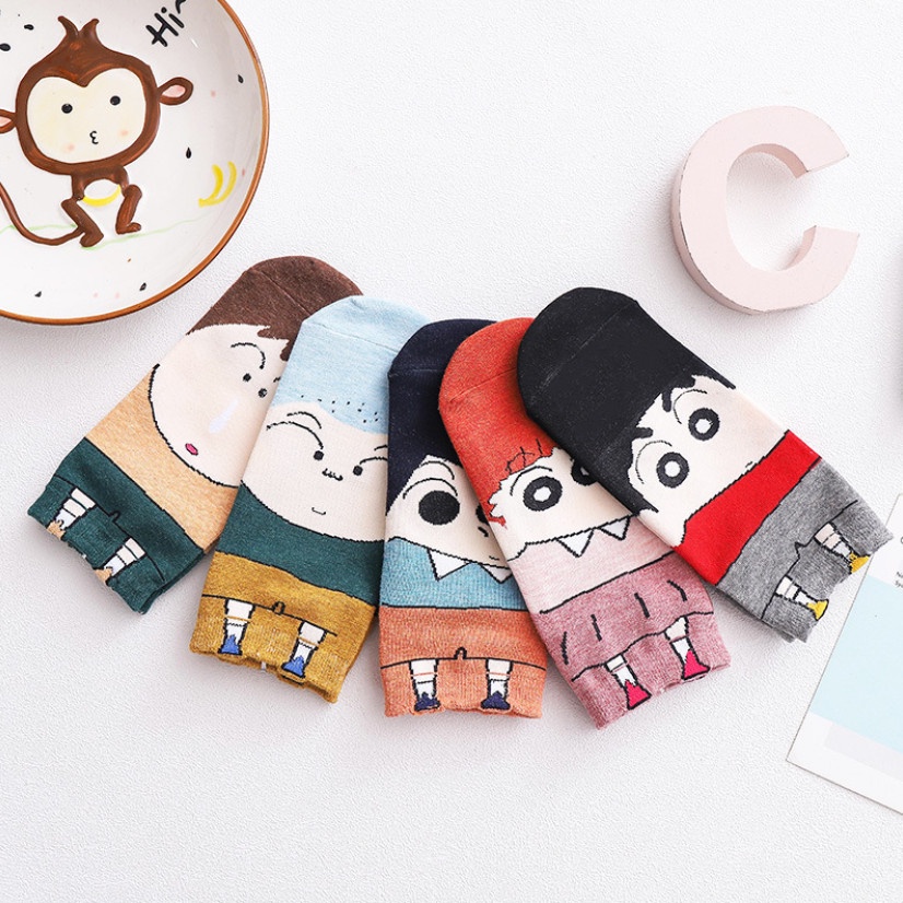 Tất cổ ngắn họa tiết hoạt hình doraemon shin bút chì siêu dễ thương khử mùi tốt đẹp rẻ