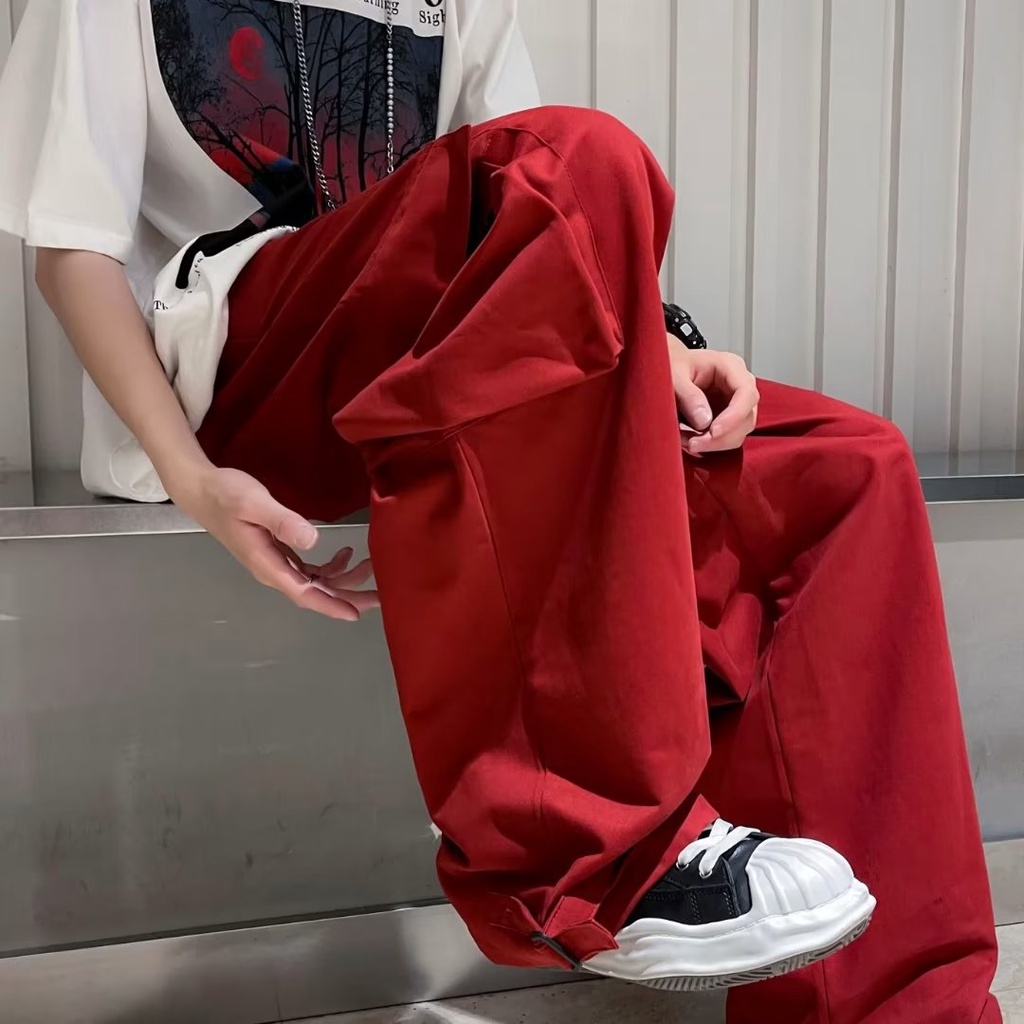 Quần ống rộng Lưng Cao Phong Cách Hip Hop Thời Trang Mùa Hè Cá Tính Cho Nam Và Nữ quần ống suông quần túi hộp nam quần túi hộp quần tây nữ